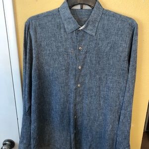TASSO ELBA MEN'S M LONG SLEEVE GRAY BLUE BUTTON UP